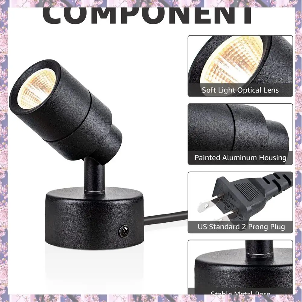 2025 Trend 2 Pack Spot Lights Indoor LED  Spot Lights 3000K Uplights Indoor Accent Lighting US Plug