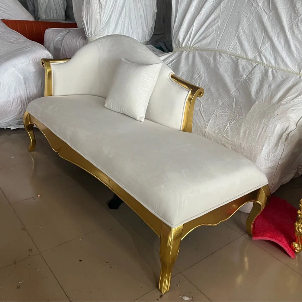 Factory Manufacturer Luxury King Royal Style Golden Wood Frame Sofa Set Furniture For Wedding