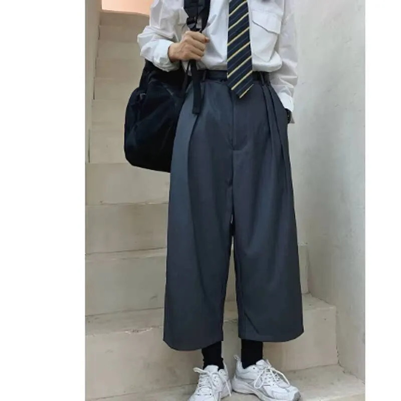 

And Straight Summer Loose Pants Trousers Spring Men's Nine Minutes Trousers Men Casual Pants Overalls Size Black British Style
