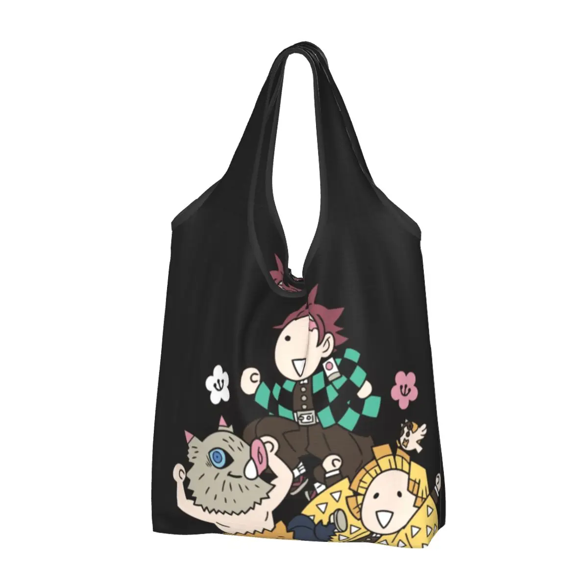 Kimetsu No Yaiba Demon Slayer Portable Tote Shopping Bags Reusable Shopper Bag Grocery Handbag Shoulder Bag