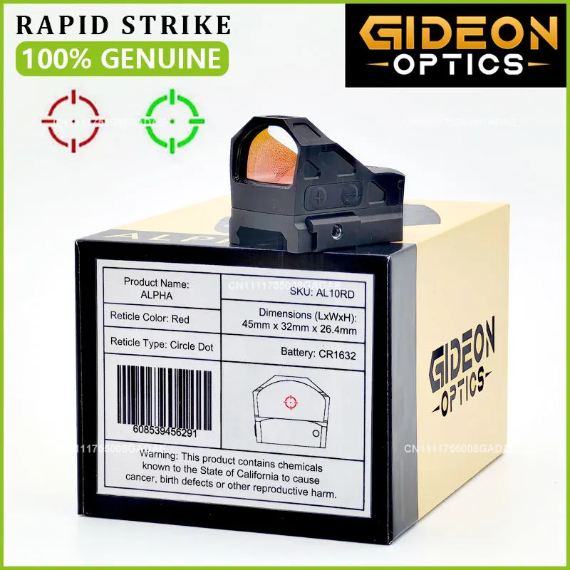

Оригинальный коллиматорный прицел GIDEON Optics ALPHA Red Dot Reflex Sight 3 MOA Circle RM- Footprint для пистолетов и ружей с креплением на планку Пикатинни