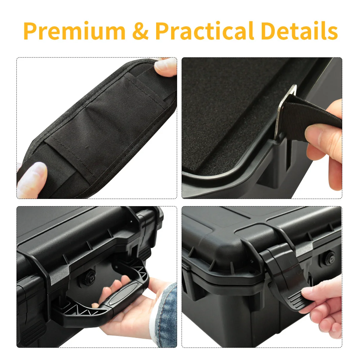 Equipment Hard Case with Pre-cut Sponge and Single Crossbody Strap, for Camera Photography Safety Toolbox Portable Case Suitcase