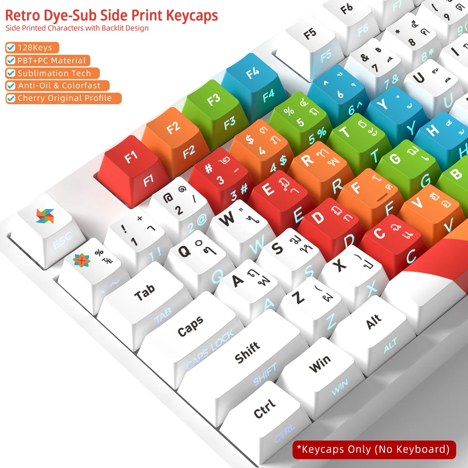Thai root [retro theme] mechanical magnetic axis keyboard keycap original five-sided side engraving hot sublimation