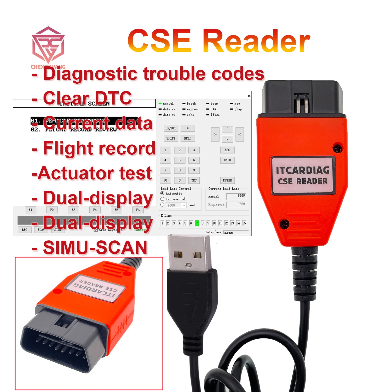 

ITCARDIAG CSE Reader Replace Hi-Scan Pro CarmanScan 1 BDII Code Scanner Read Trouble Codes Clear DTC Current data Actuator test