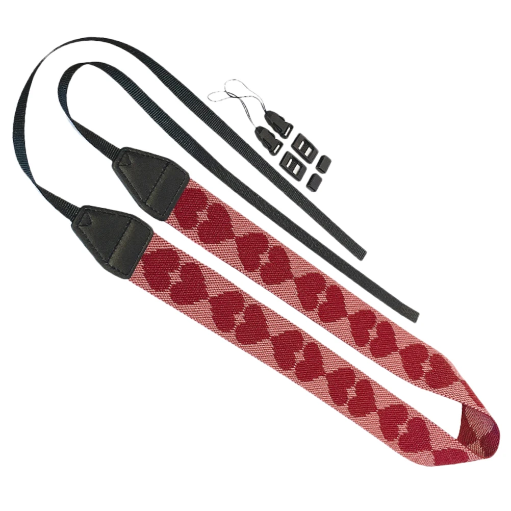 

Camera Strap Adjustable Heart Pattern Polyester Decorative Strap For Women Outdoor Photography Gift Camera Shoulder Sling