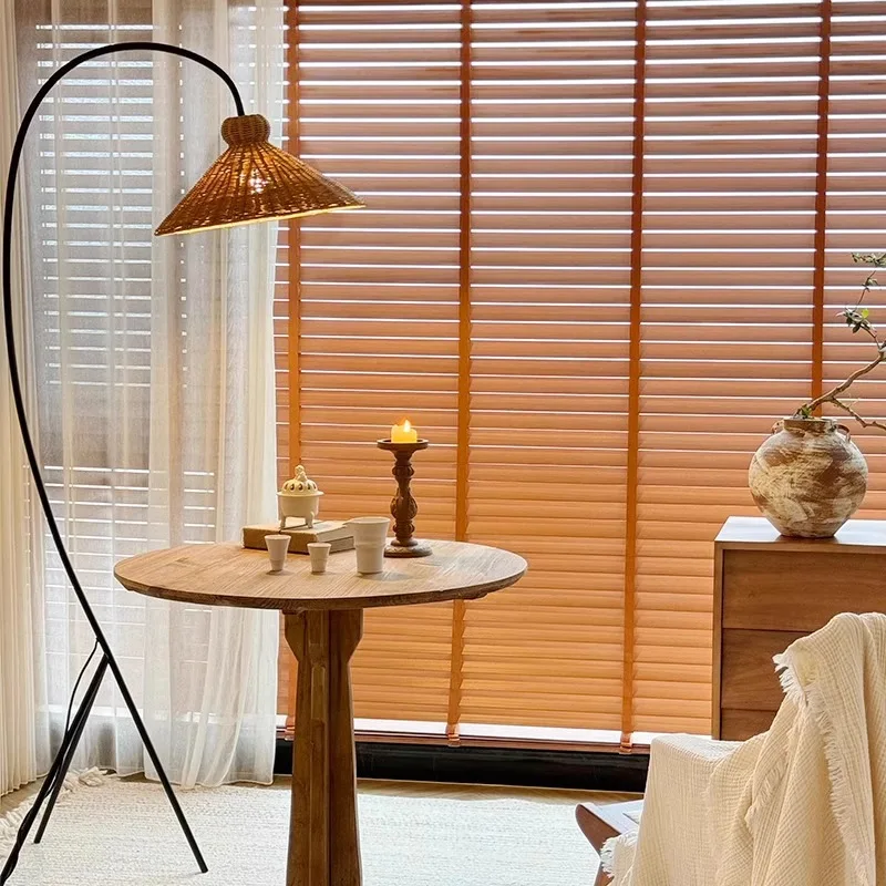 

Rattan floor lamp 2025 new living room sofa next to French retro medieval high-end atmosphere fishing lamp