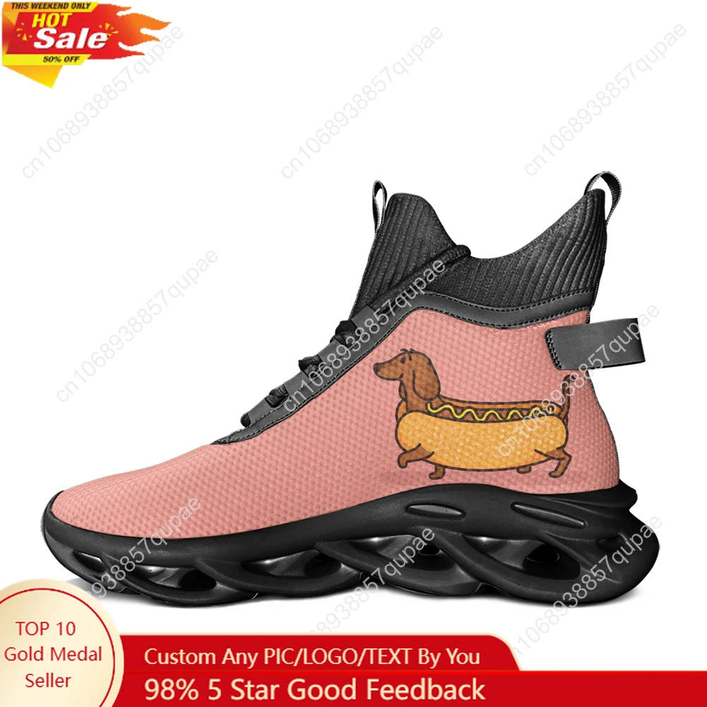 

Cute Cartoon Sausage Dog High Top Flats Sneakers Mens Womens Hiking Sneakers Travel Shoes Running Casual Custom shoes