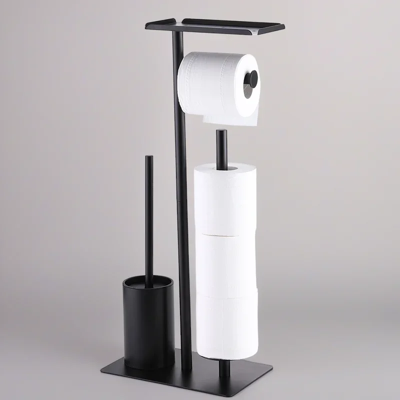 

Freestanding Toilet Paper Holder With Storage Shelf No Drilling Floor Stand Tissue Rack For Bathroom Movable Organizer Home Use