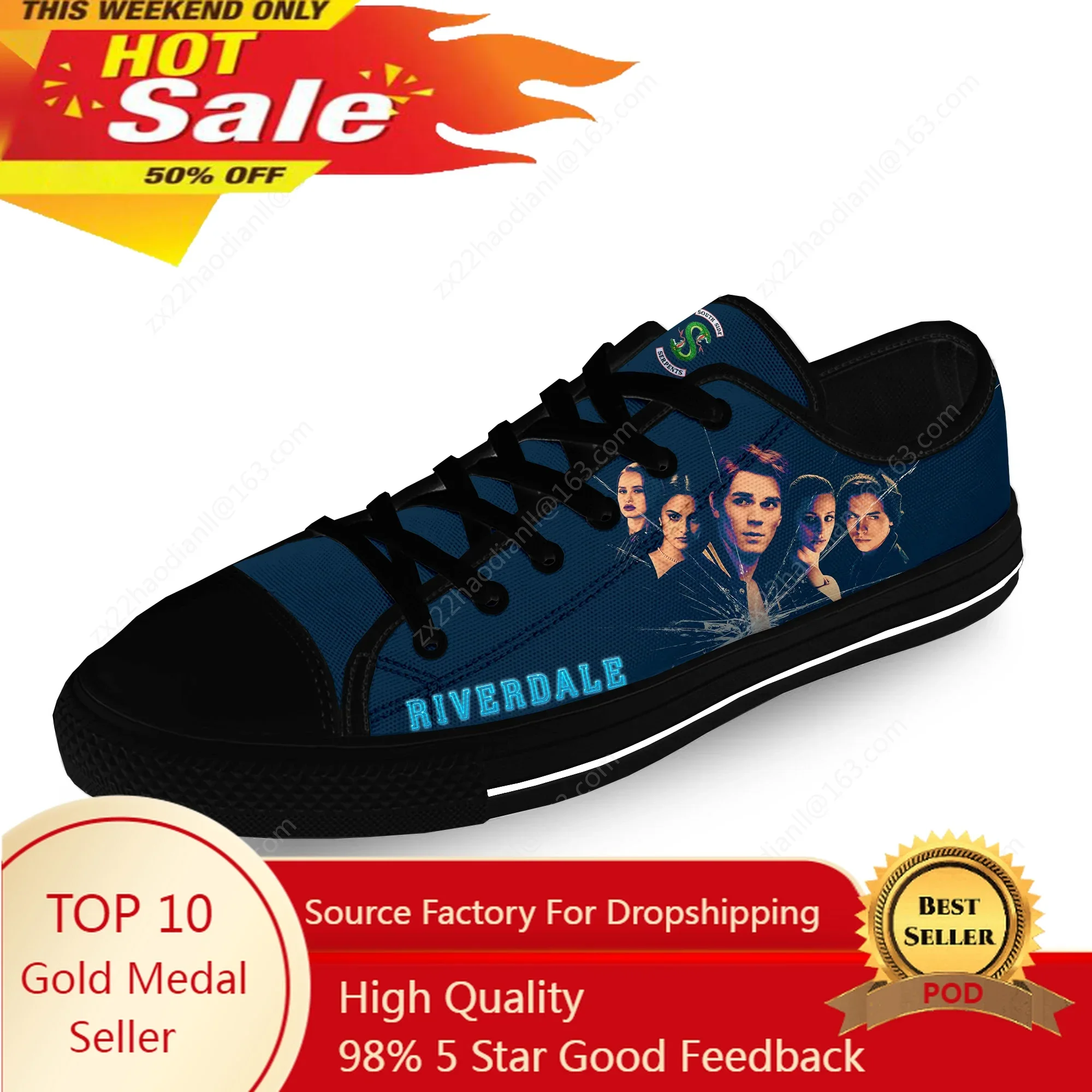 Riverdale South Side Serpents Casual Cloth Fashion 3D Print Low Top Canvas Shoes Men Women Lightweight Breathable Sneakers