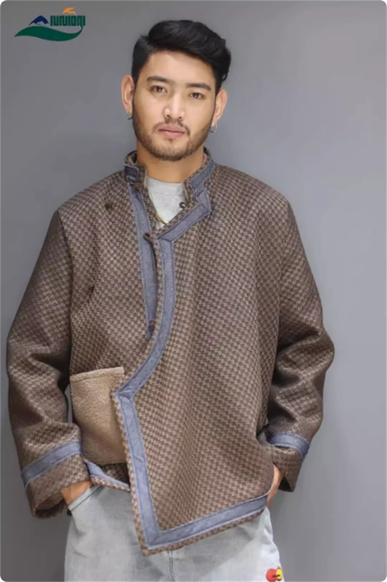 

Tibetan style men's button up jacket, ethnic style Lhasa suit