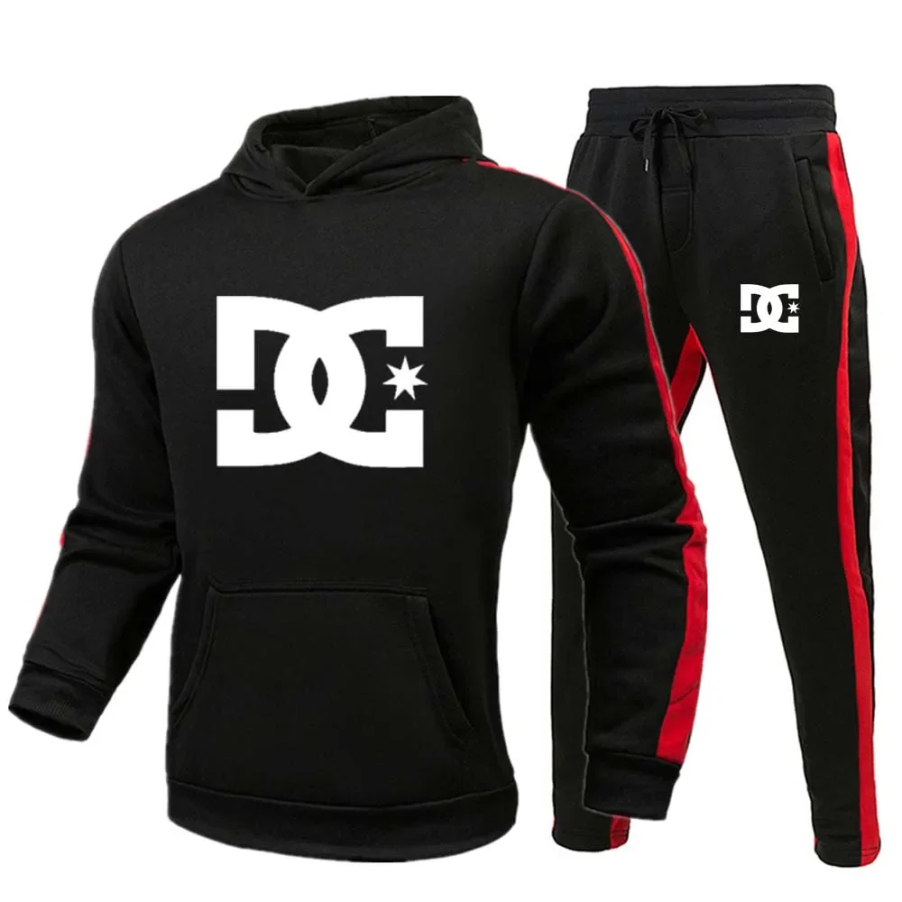 

2025 Новый осенне-зимний мужской повседневный комплект из 2 предметов: толстовка с капюшоном + брюки, модный и повседневный мужской комплект для бега на открытом воздухе