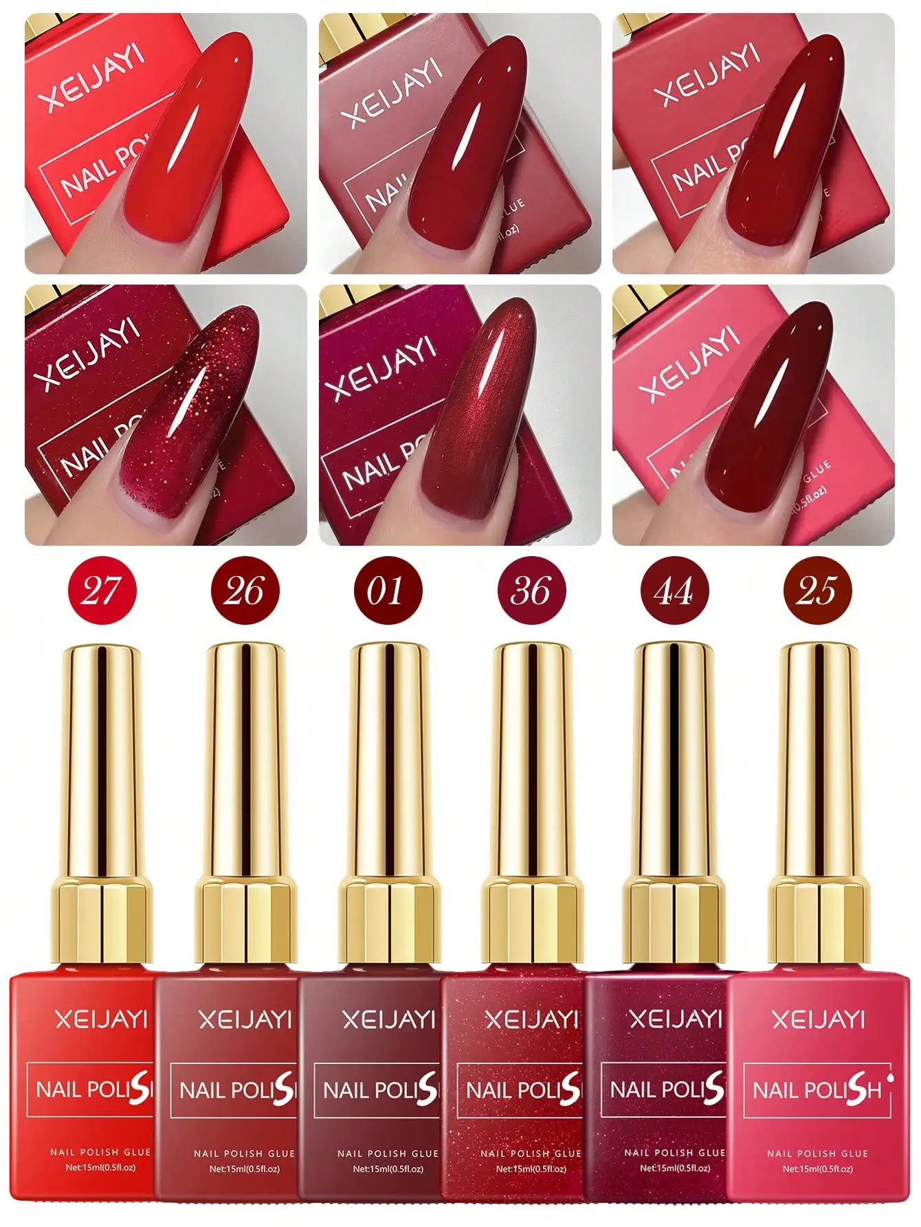 6Colors 15ml Gel Nail Polish Series Starter Pure Soak Off No Wipe Nail Gel Polish Suitable For All Seasons