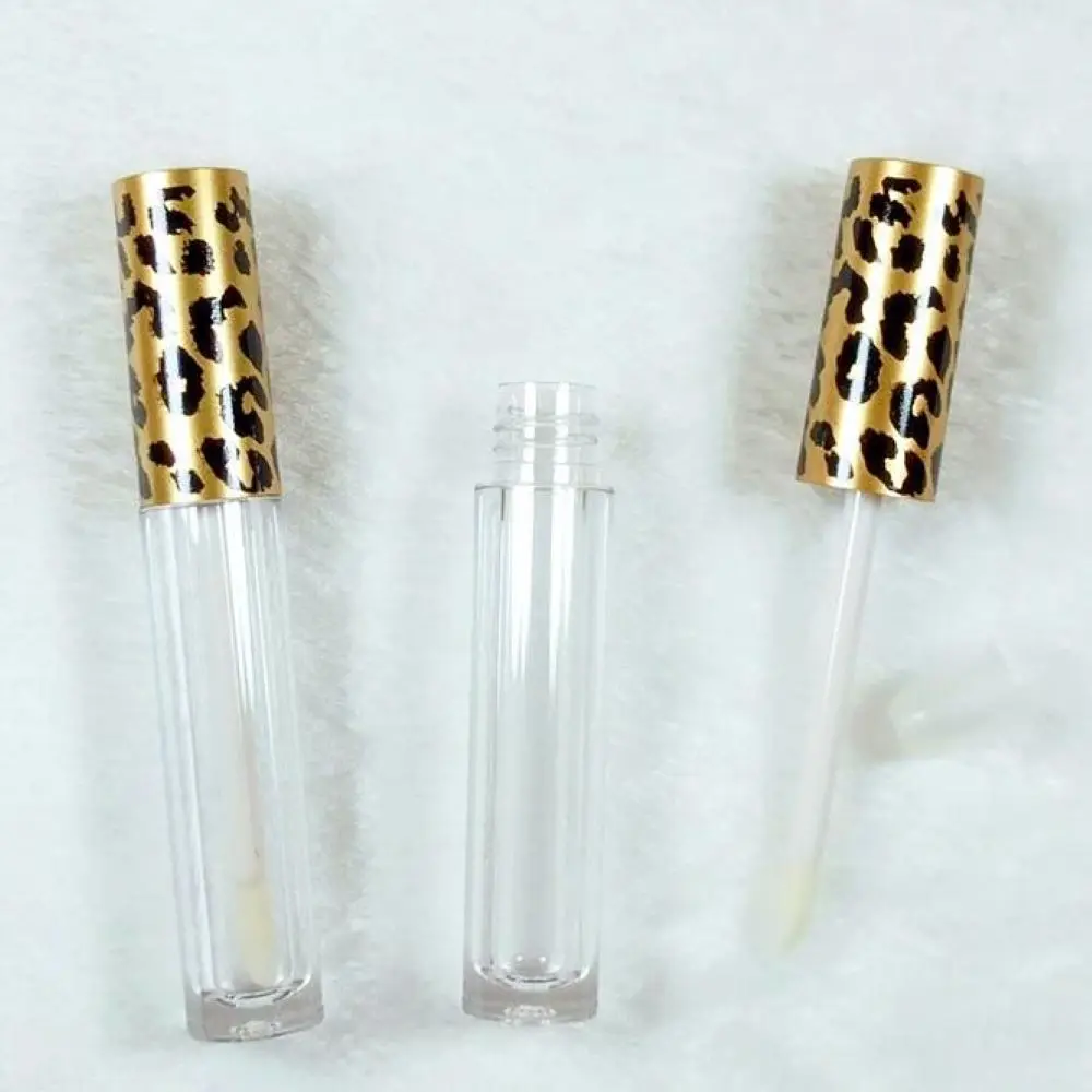 

3ml ABS Lip Gloss Tubes Leopard Gold Cap Empty Lipgloss Bottle Cosmetics Container Refillable Liquid Lipstick Vials