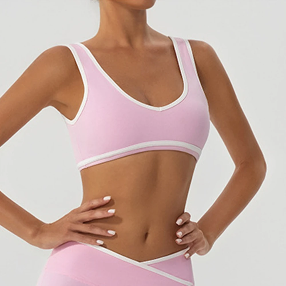 

Спортивный бюстгальтер для женщин, топ для йоги с накладкой на грудь, нижнее белье для спортзала, противоударные топы для тренировок, одежда для йоги, U-образный укороченный топ для фитнеса на спине