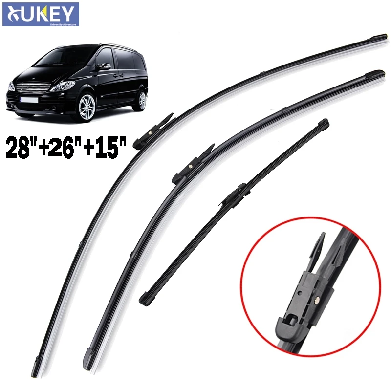 

3PCS/Set Front And Rear Wiper Blades For Mercedes-Benz Vito Viano W639 2011 2012 2013 2014 Rubber Windscreen 28"26"15"