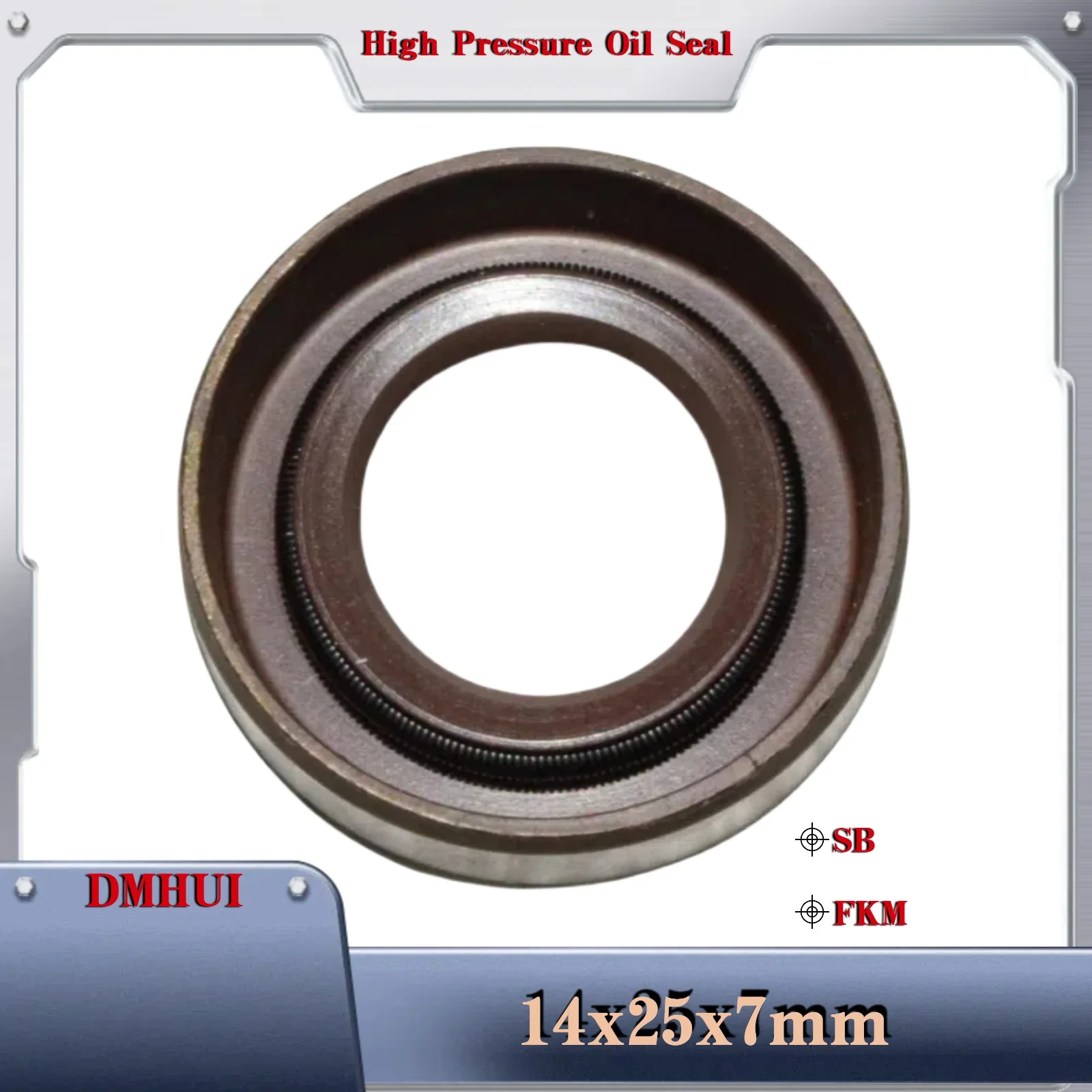 DMHUI High Pressure Oil Seal Model 14×25×7/SB/FKM,Used in Hydraulic Pump/Motor Rotary Shaft Seal 14X25X7