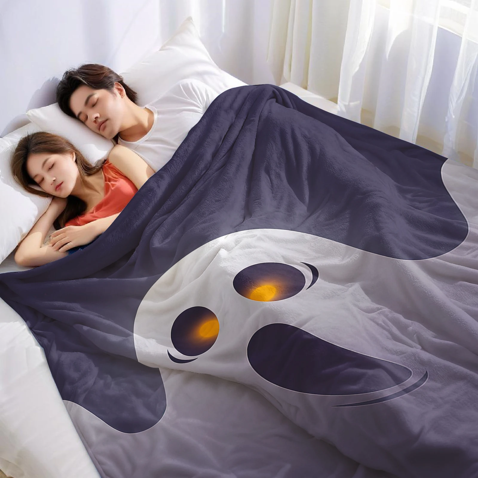 Spooky Ghost Face Lightweight Microfiber Flannel Blanket Soft Warm Cozy Throw All Season for Bed Sofa Office Travel Gift