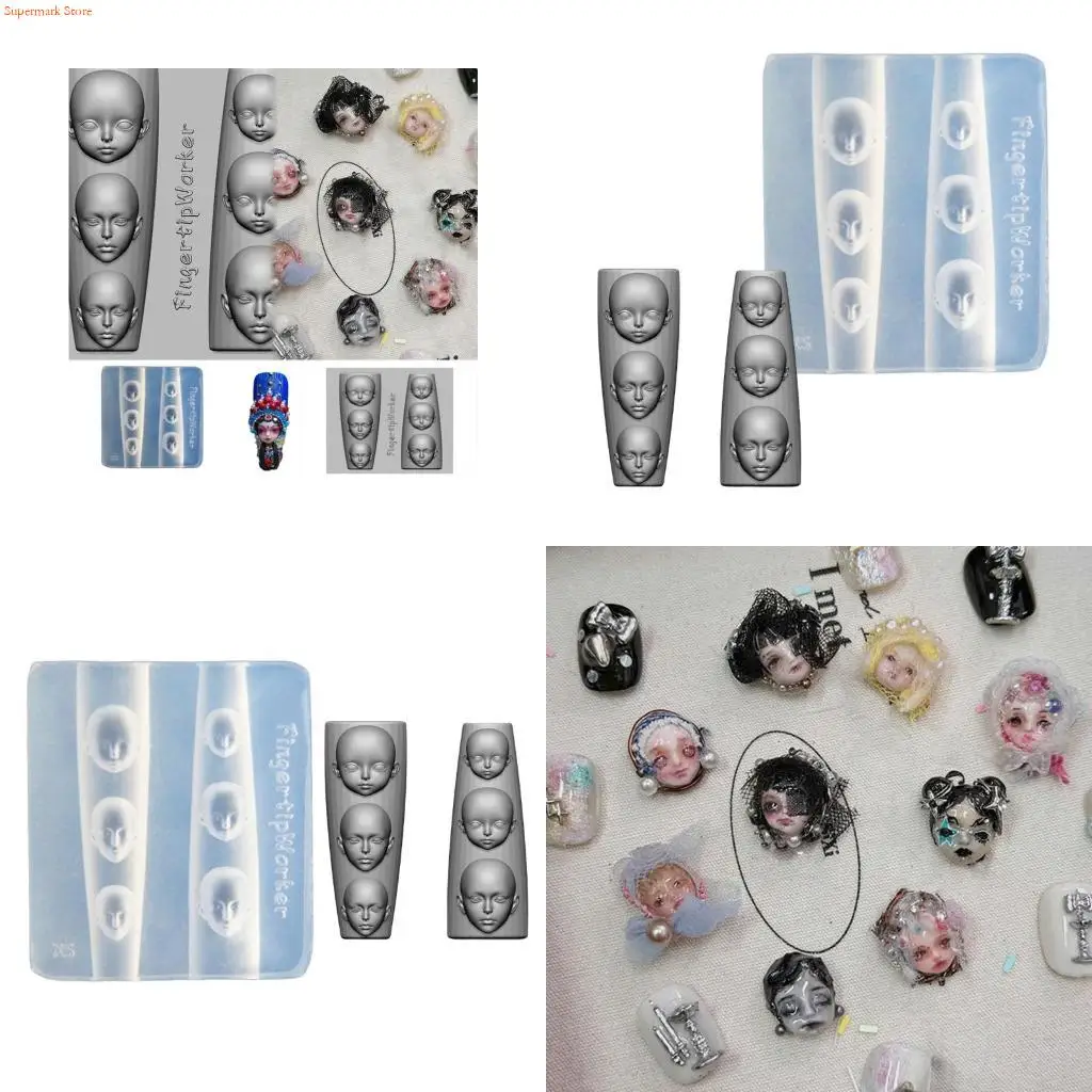 Q5WE Easy Release Silicone Stamp Mold Professional Doll Face Manicure Mould