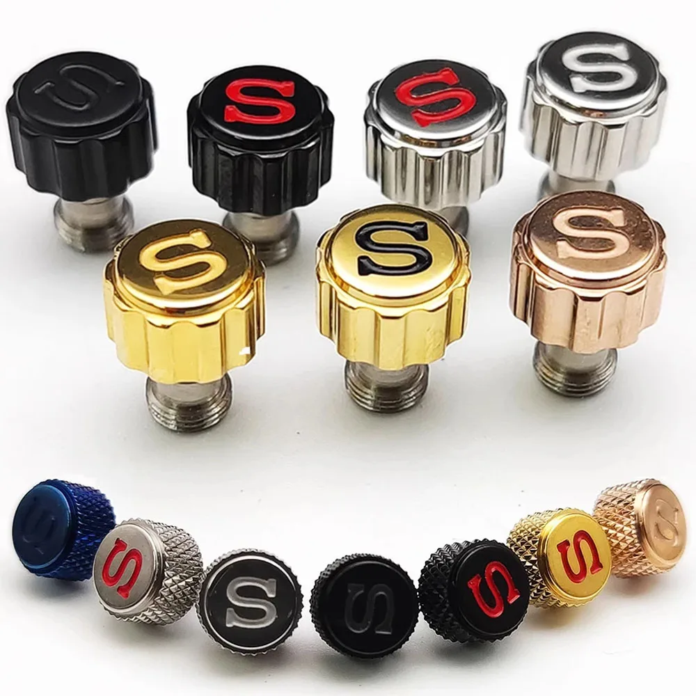 

7MM Stainless Steel S Watch Crown with Watch Stem for SKX007 SKX009 for NH35 NH36 4R35 4R36 7S26 NE15 6R15 Movement Watch Tools