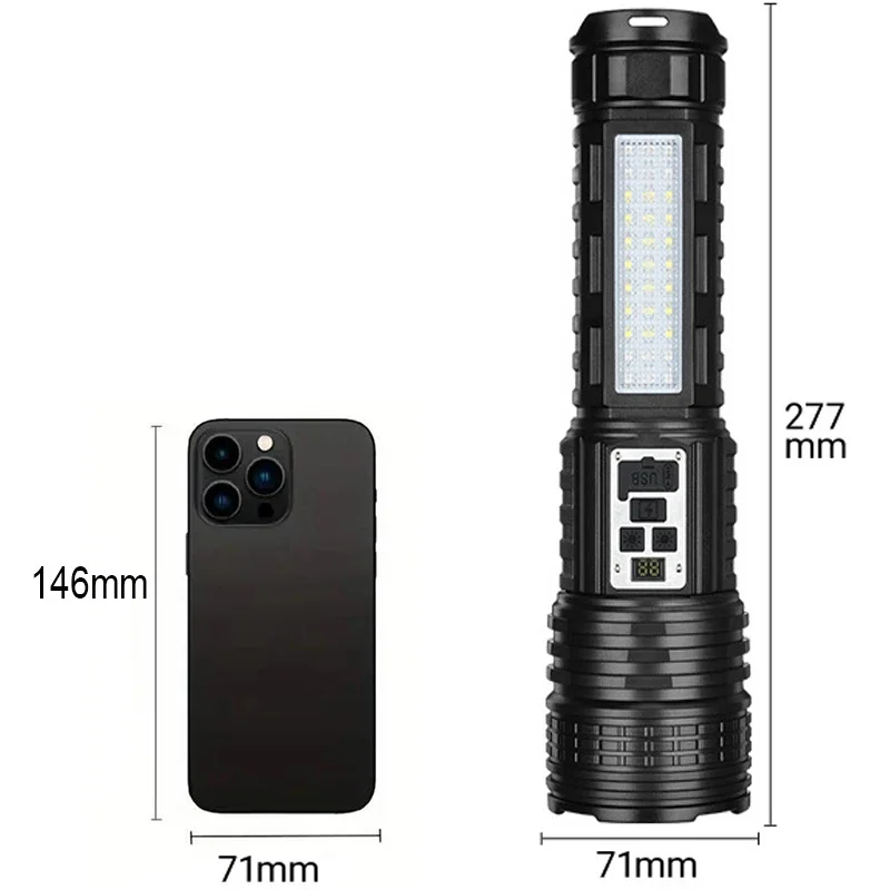 10000000Lm High Power White And Yellow Laser Dual Light Source Flashlight Cob Side Light Tactical Flashlight Emergency Spotlight