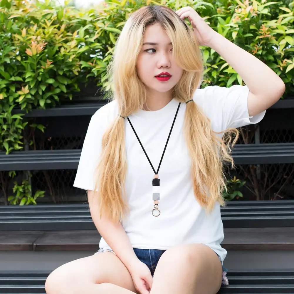 Keyring Lanyard Adjustable Beaded Lanyard with Keyring Rotatable Id Card Holder Stylish Functional Keychain Lanyard for Work