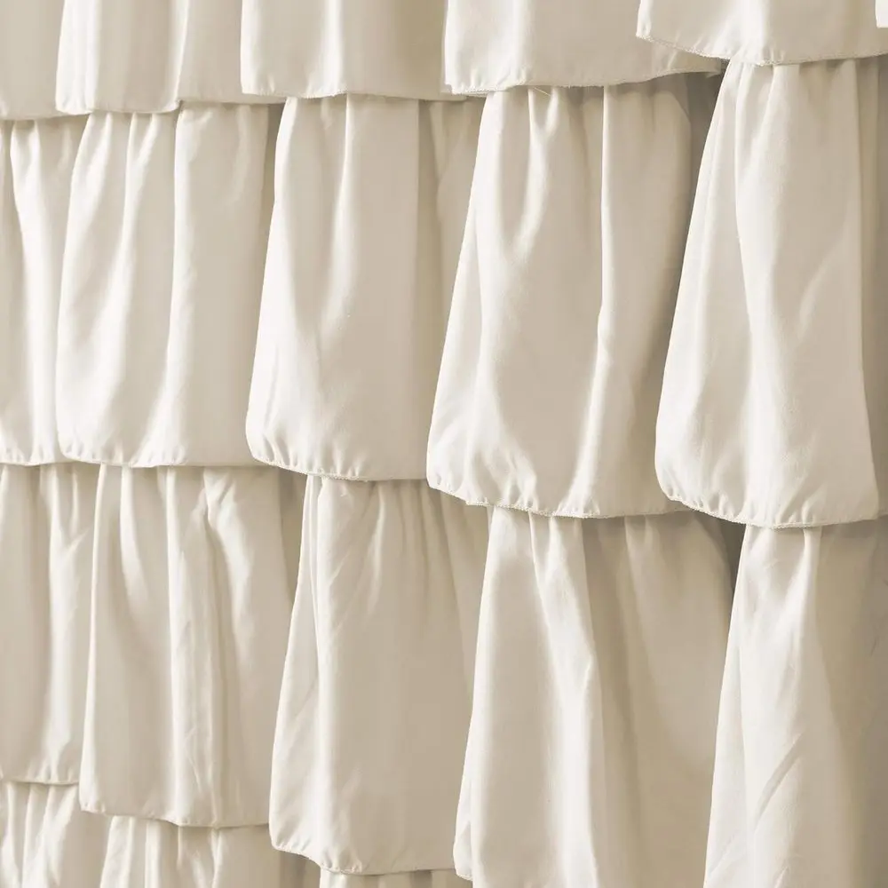 Rideau de douche floral vintage - Style ferme chic texturé, ivoire, 72 x 72