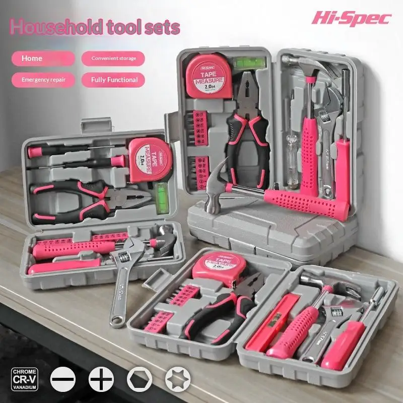 13/24PCS DIY Tool Kit For Women Mini Home Toolbox Set With Hammer Pliers Wrench Screwdriver Basic Starter Tools