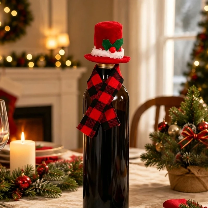 12pack Christmas Bottle Hat and Scarf Decorations Creative for Table Displays JOMD