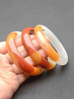 Natural Golden Silk Jade Two-Tone 54-62mm Bracelet Elegant Princess Woman Jewelry