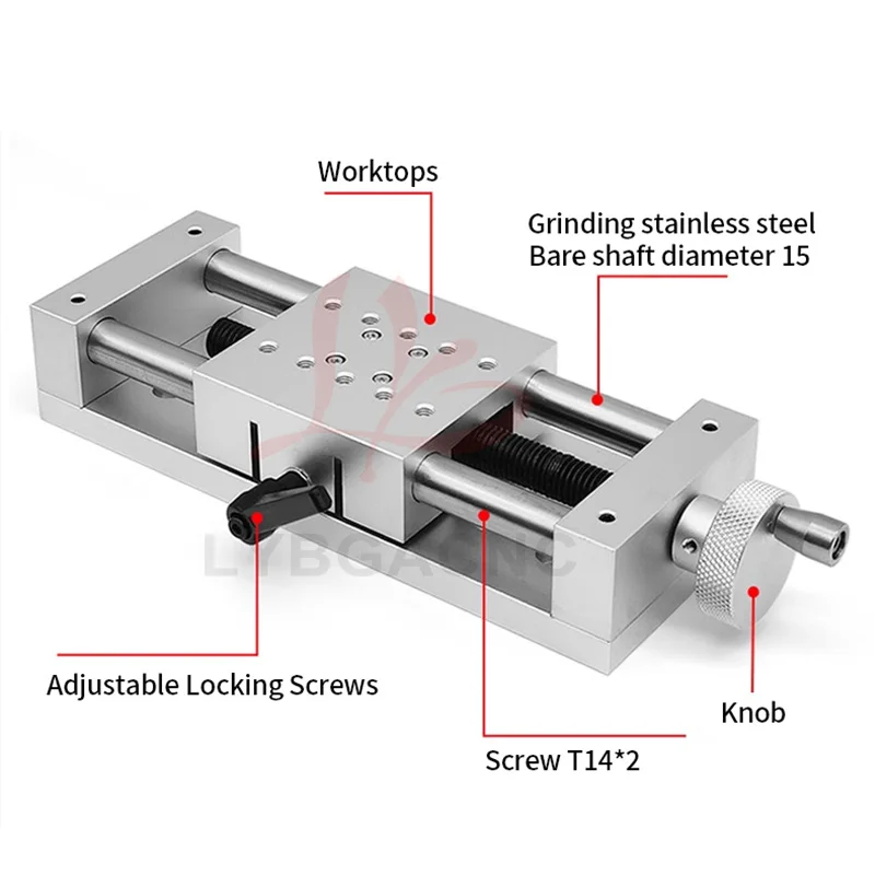 LY DIY XYZ Axis 80MM Width Heavy-duty Sliding Table Manual Precision Displacement Bench Mini Shift Worktable Adjusting Worktable