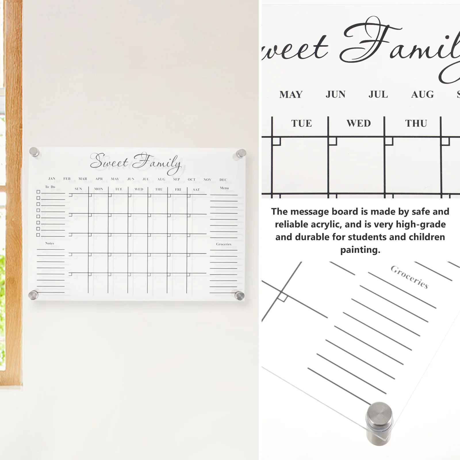 

1 Set Of Acrylic Memo Transparent Modern Writing Message For Home Office School Multi-Function Note Board Table Board Office