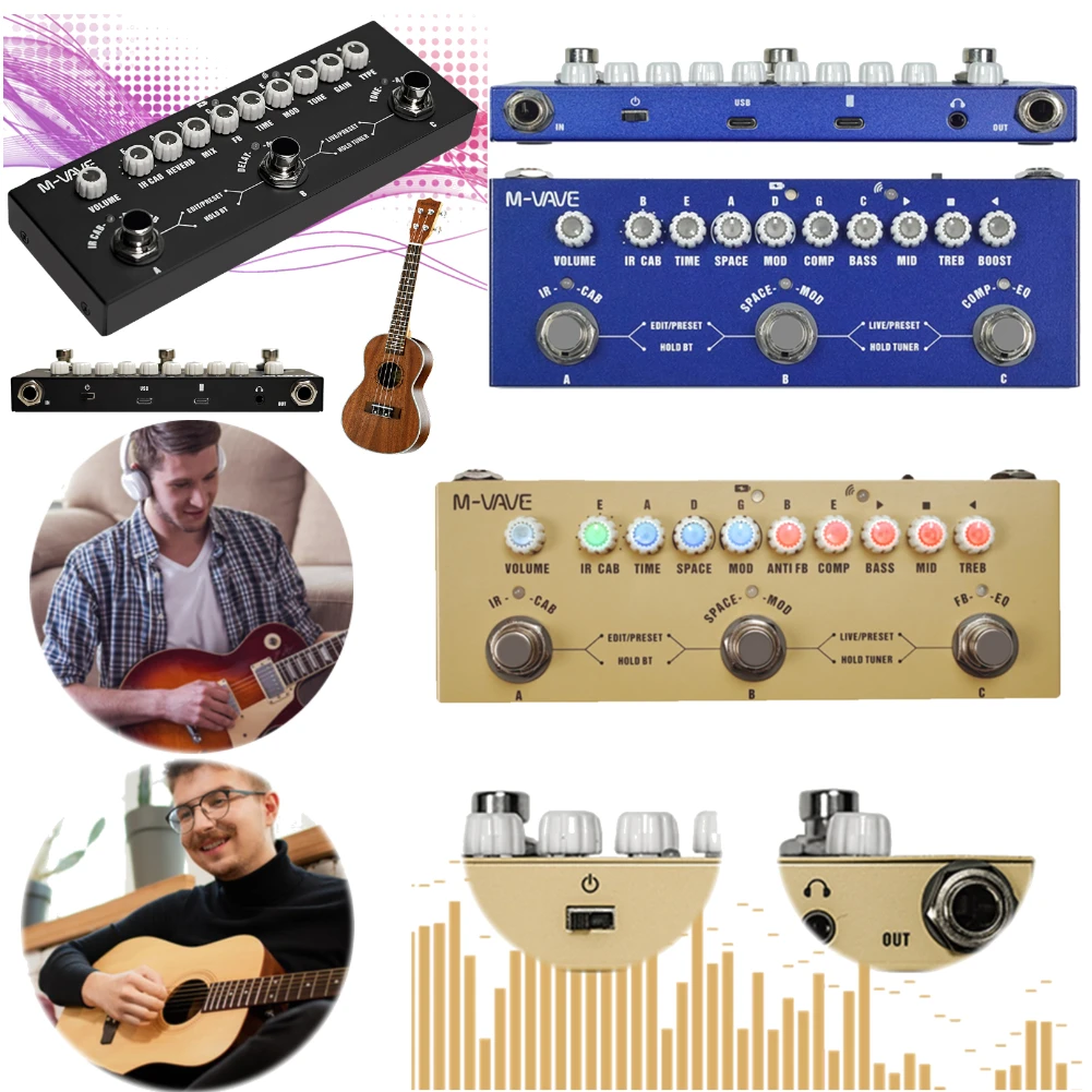 Recording Audio Interface Function Multi Effects Acoustic Guitar Pedal Acoustic Guitar Multi Effects Pedal for Acoustic Guitar