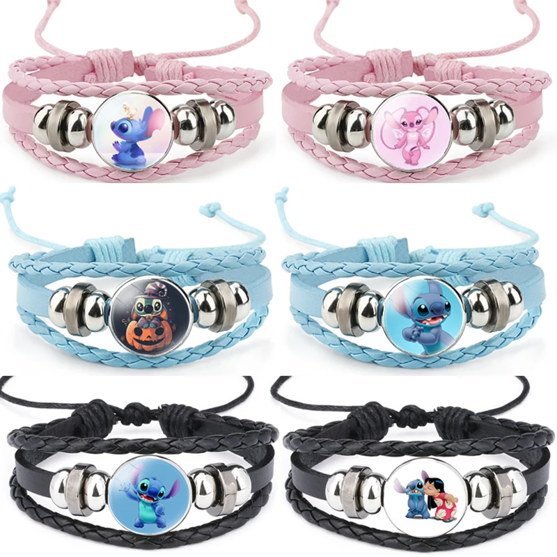 Disney Cartoon Lilo & Stitch Bracelet Printed Anime Figures Cute Toys for Kids Girls Christmas Party Gift