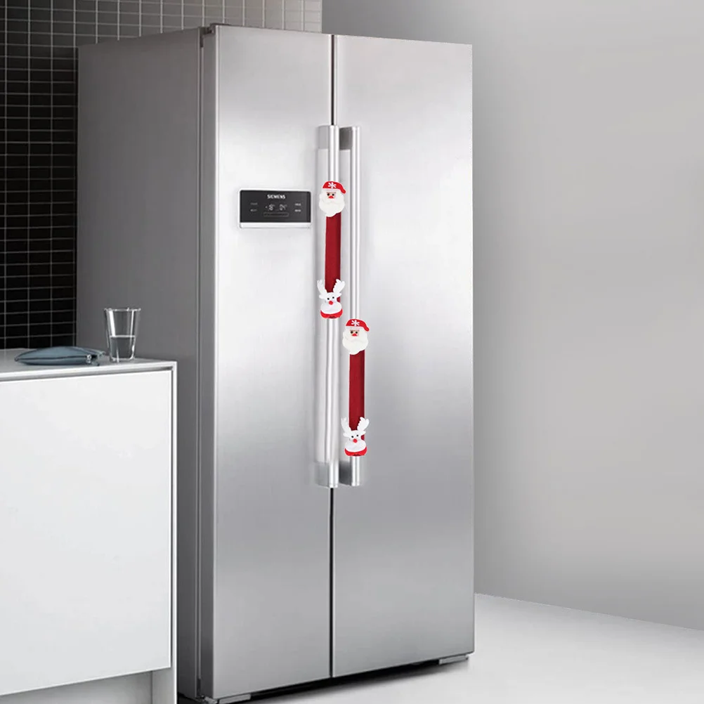 

6pcs Fridge Handle Covers Christmas Kitchen Appliances Protector Soft Static- For Microwave Oven Dishwasher Cabinet