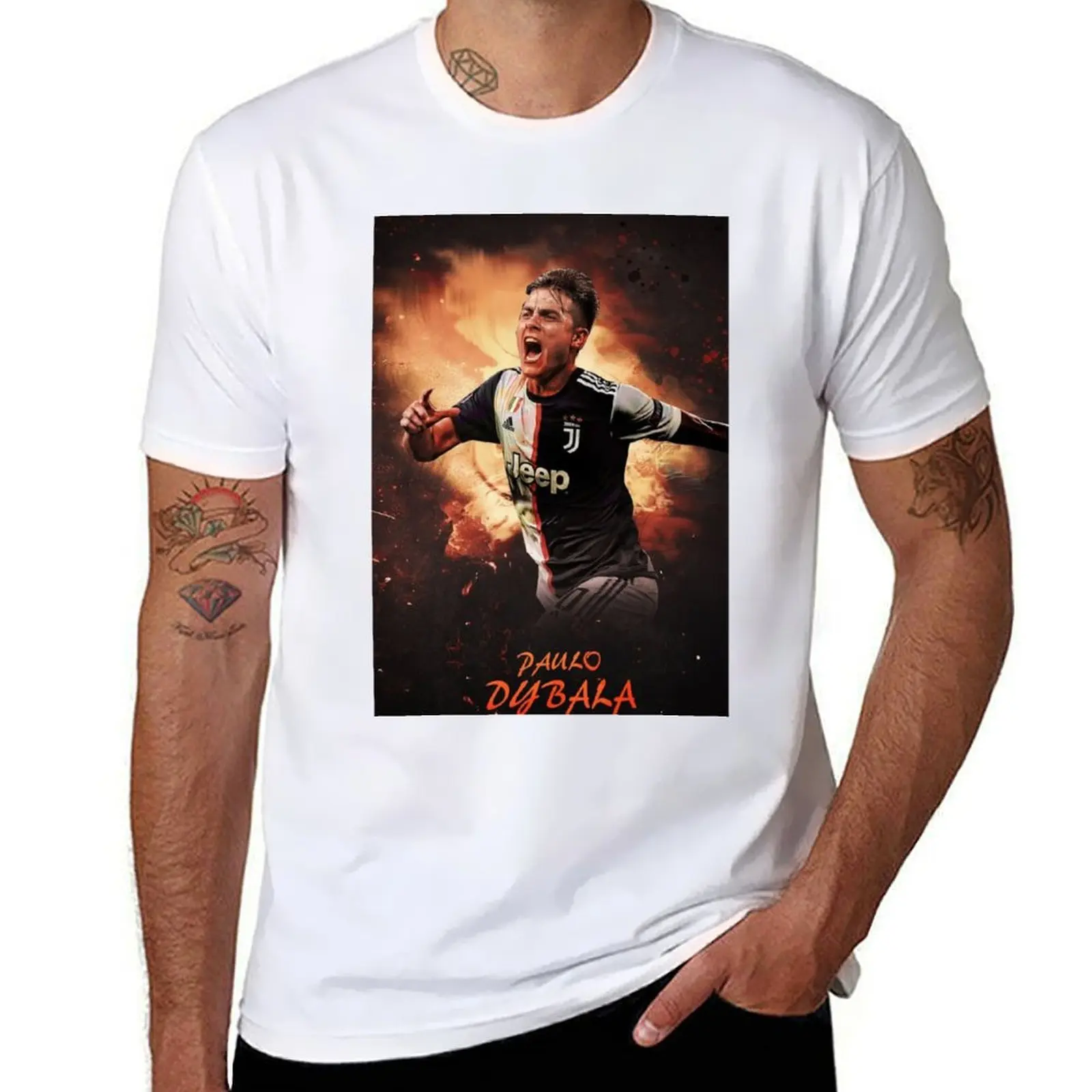 Camiseta paolo dybala, camiseta de algodón negro para hombre, camiseta lisa para hombre, camiseta