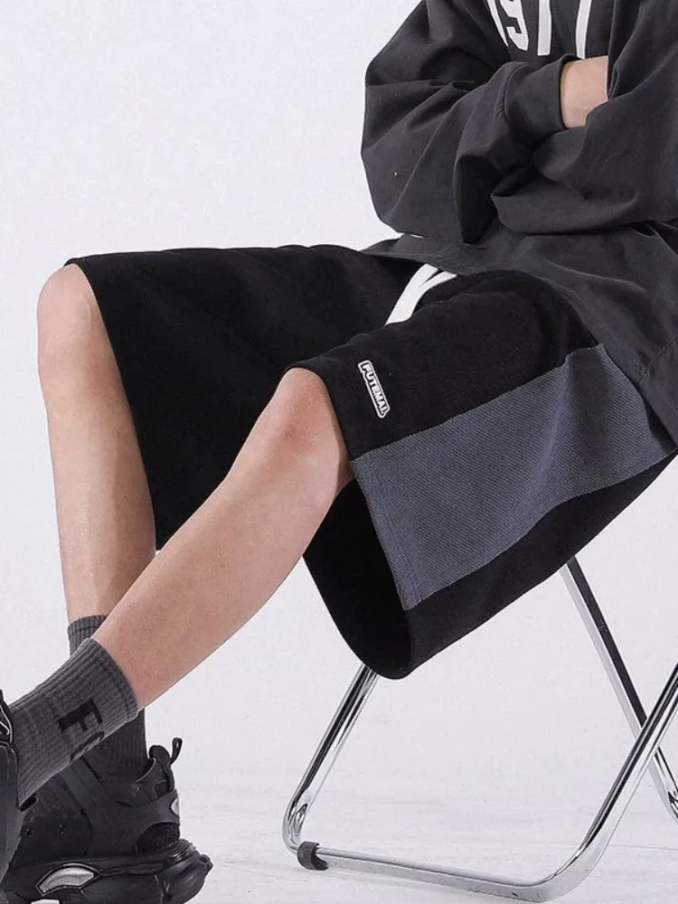 

Casual Patchwork Men's orts Summer Loose Fit Baskeall Pants Outerwear Five-Quarter Straight Leg Big Boxer Briefs