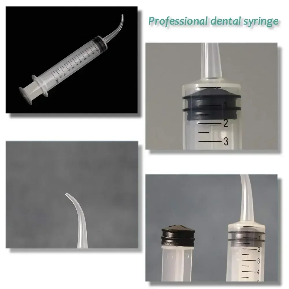 10 Pack Dental Syringe Disposable 12cc/ml Dental Irrigation Syringe with Curved Tip for Oral