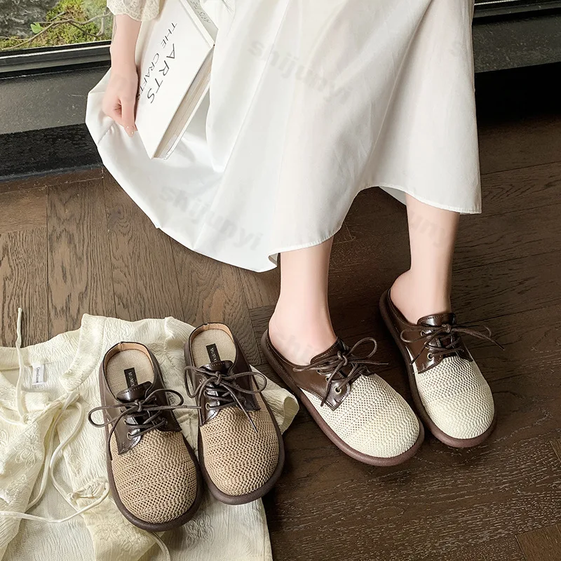 

Casual Slippers Women 2025 Soft Soled Summer Mesh Breathable Cool Shoes Outdoor Beach Roman Style Comfortable Fashion Sandals