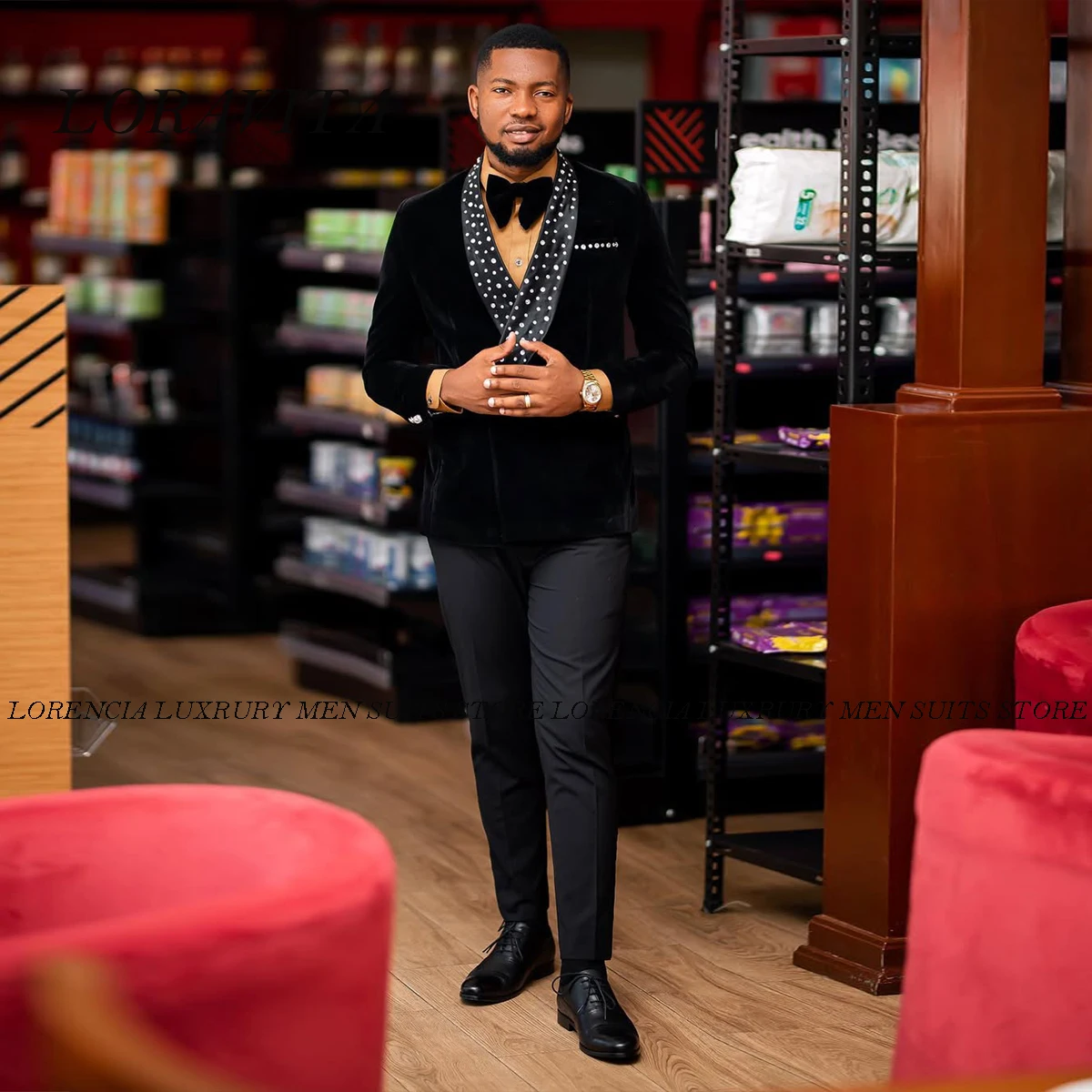 

Customized Beaded Men Suits Shawl Lapel Male Prom Blazer Double Breasted 2 Piece Groom Wedding Tuxedo Slim Fit Ropa hombre