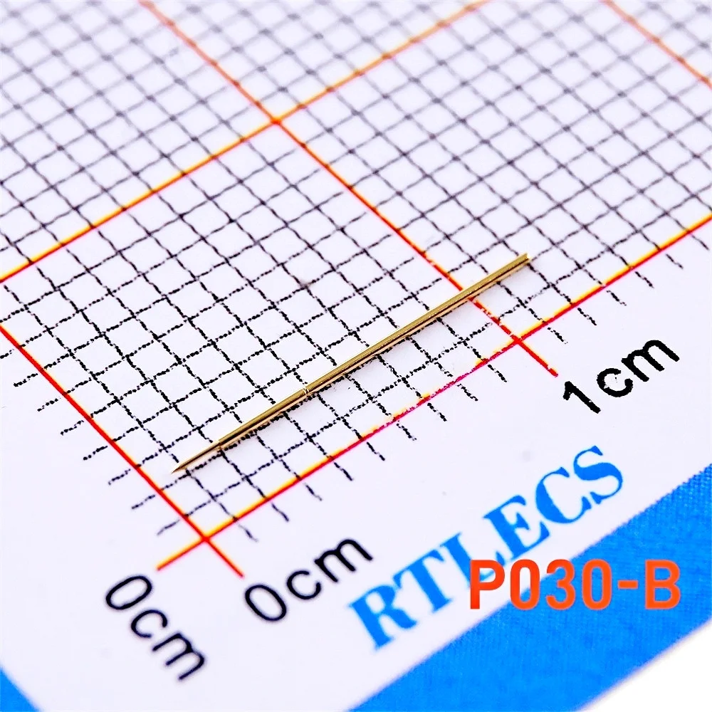 10Pcs Spring Loaded Bare 0.8mm Pitch PCB Test Probe Connector P030 R030 Series Pogo Pin Gold Plated Current Rated 1A DIA 0.3mm