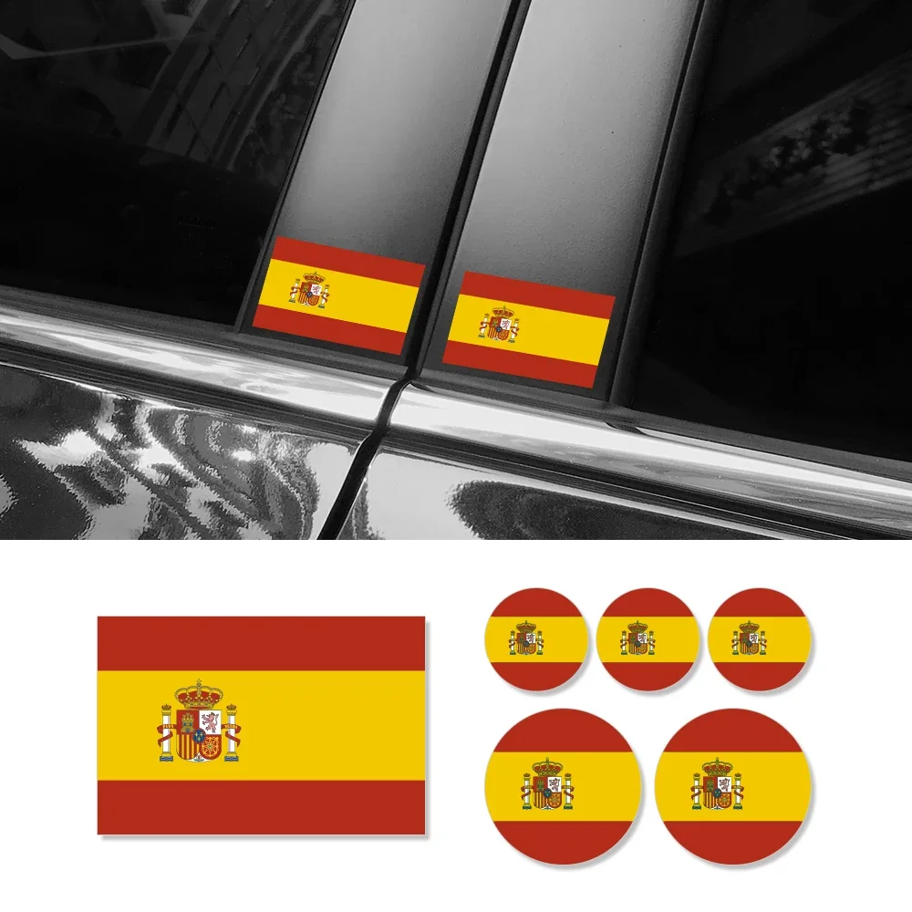 Spain Spanish Flag Stickers Car Window Side Door Bumper Decal Sticker Waterproof Vinyl Decal Car Decoration Styling Accessories