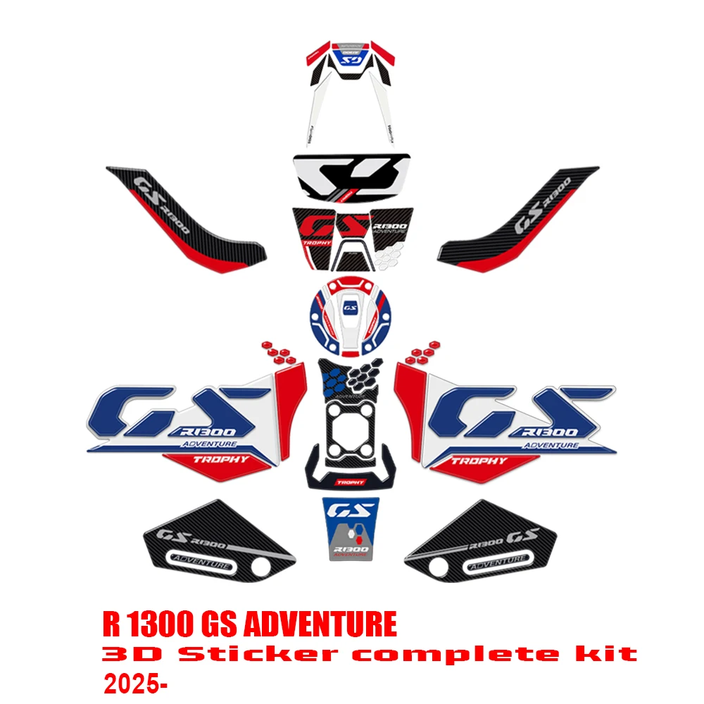 

R1300GS Adventure 2025 Triple Black 3D Stickers Tank Pad Protective For BMW R 1300 GS ADV 2024- Complete Kit