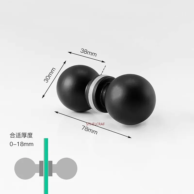 1PC Bathroom Shower Door Handle 304 Stainless Steel Glass Door Handle Furniture Hardware Kitchen Spherical Single-hole Handle