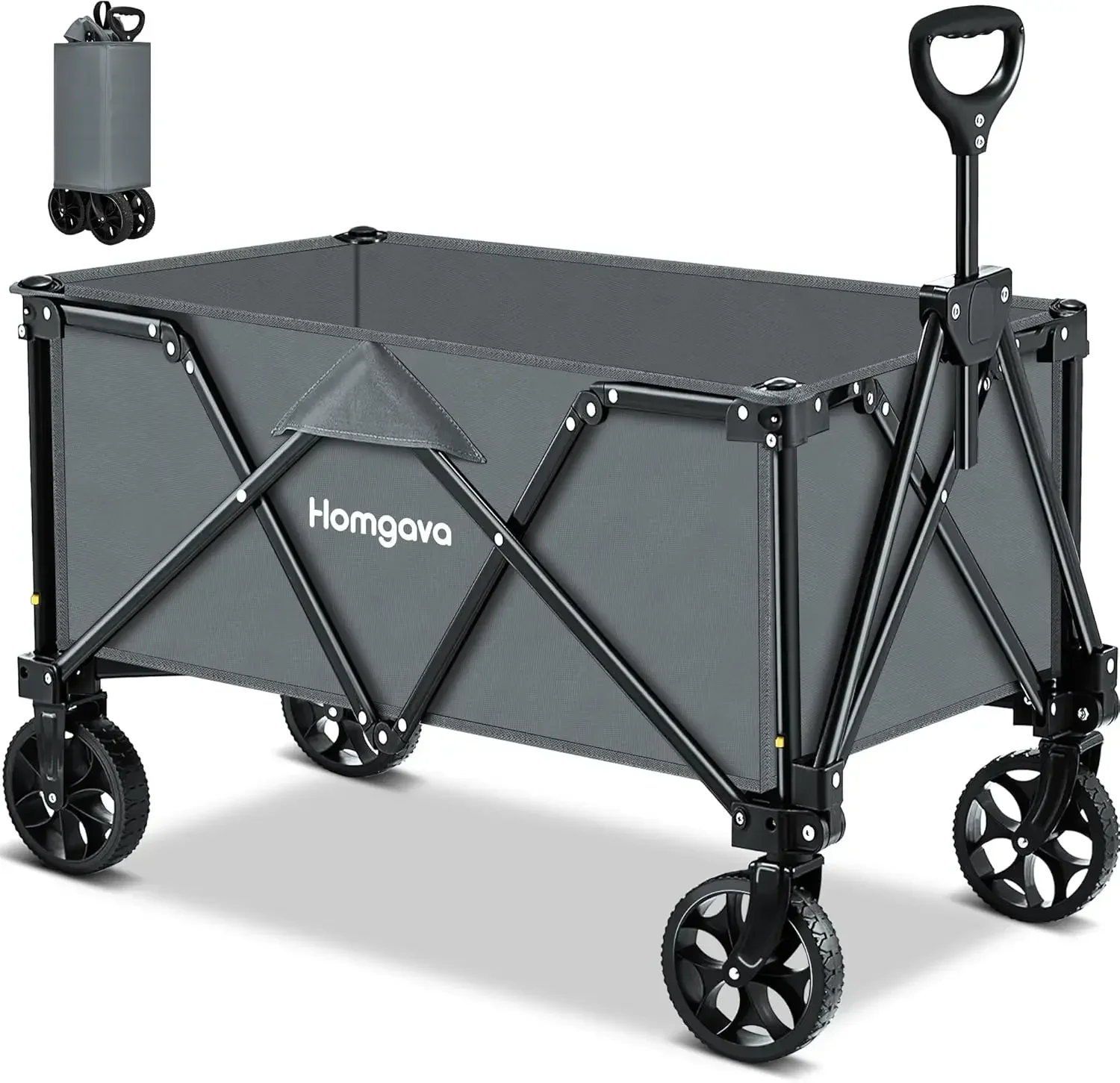 Collapsible Folding Wagon Cart, Large Capacity Camping Wagon, All Terrain Foldable Wagon, Heavy Duty Utility Wagon Cart