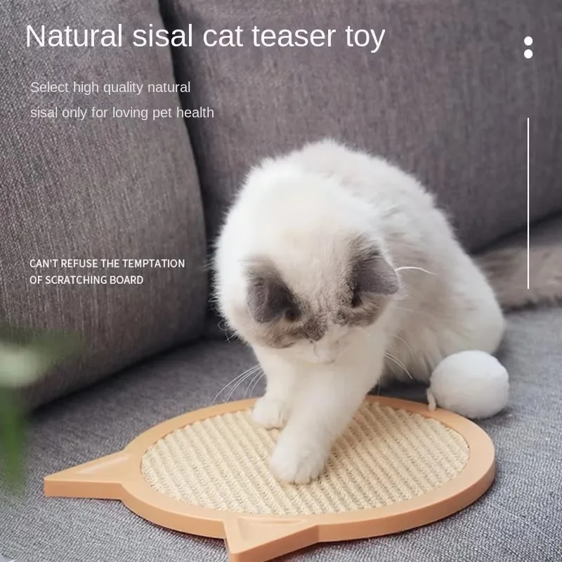 Cat Scratching Board Wear-Resistant Sisal Hemp Plush-Scratch-Resistant Suction Cup Cat Toy Velvet Padded Sustainable