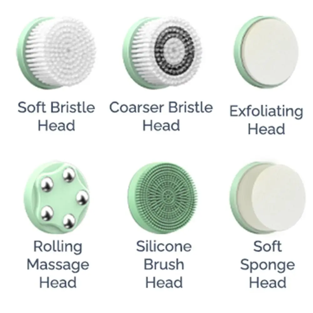 Escova elétrica de limpeza facial 6 em 1, rotação 360, compressa quente e fria, purificador facial ultrassônico, ipx6, à prova d'água, display led