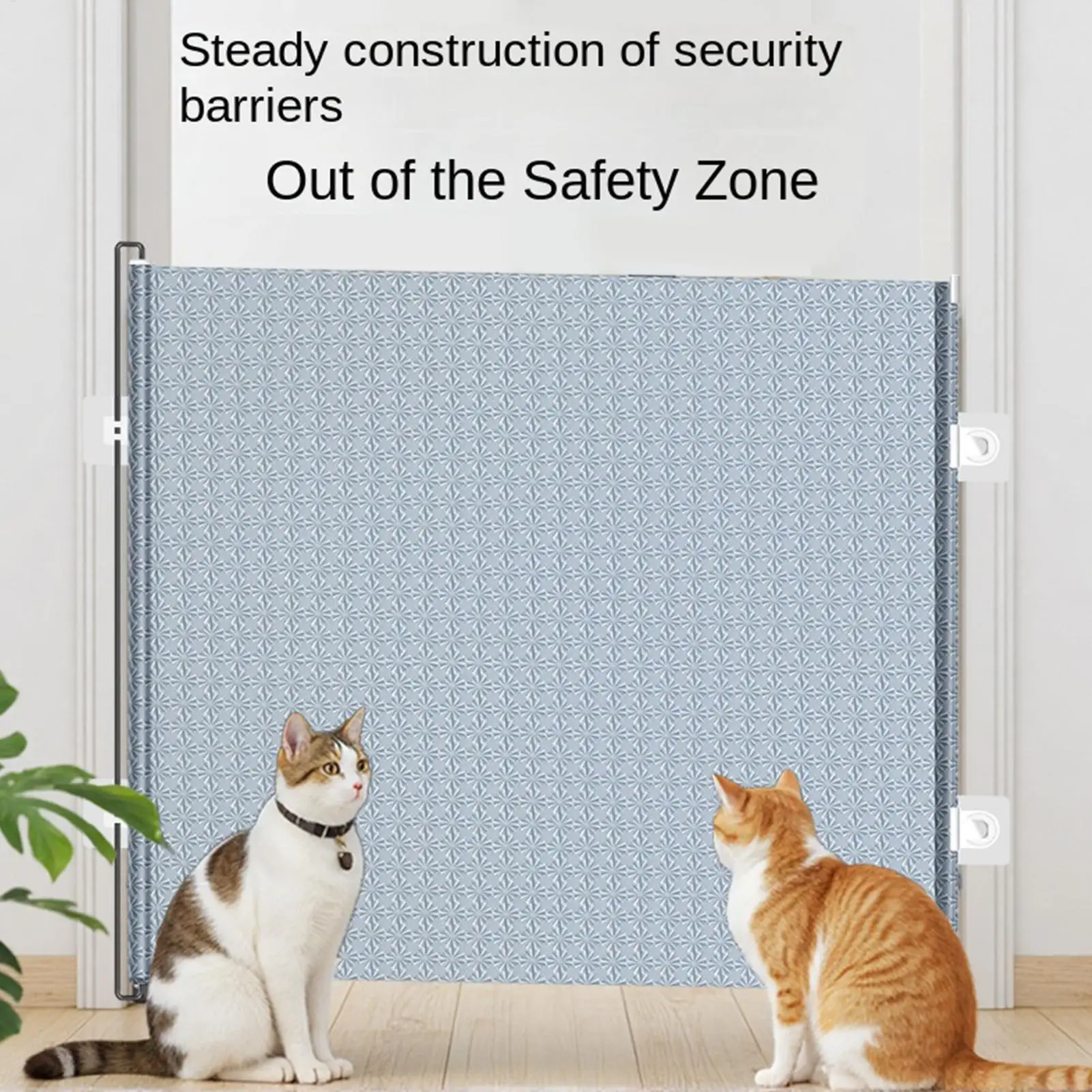 Barrera Retráctil para Perros sin Perforaciones, Puerta de Seguridad para Mascotas, Barrera de Malla para Interiores, para Cachorros, Gatitos, Gatos, Perros, Hogar, Terraza, Porche