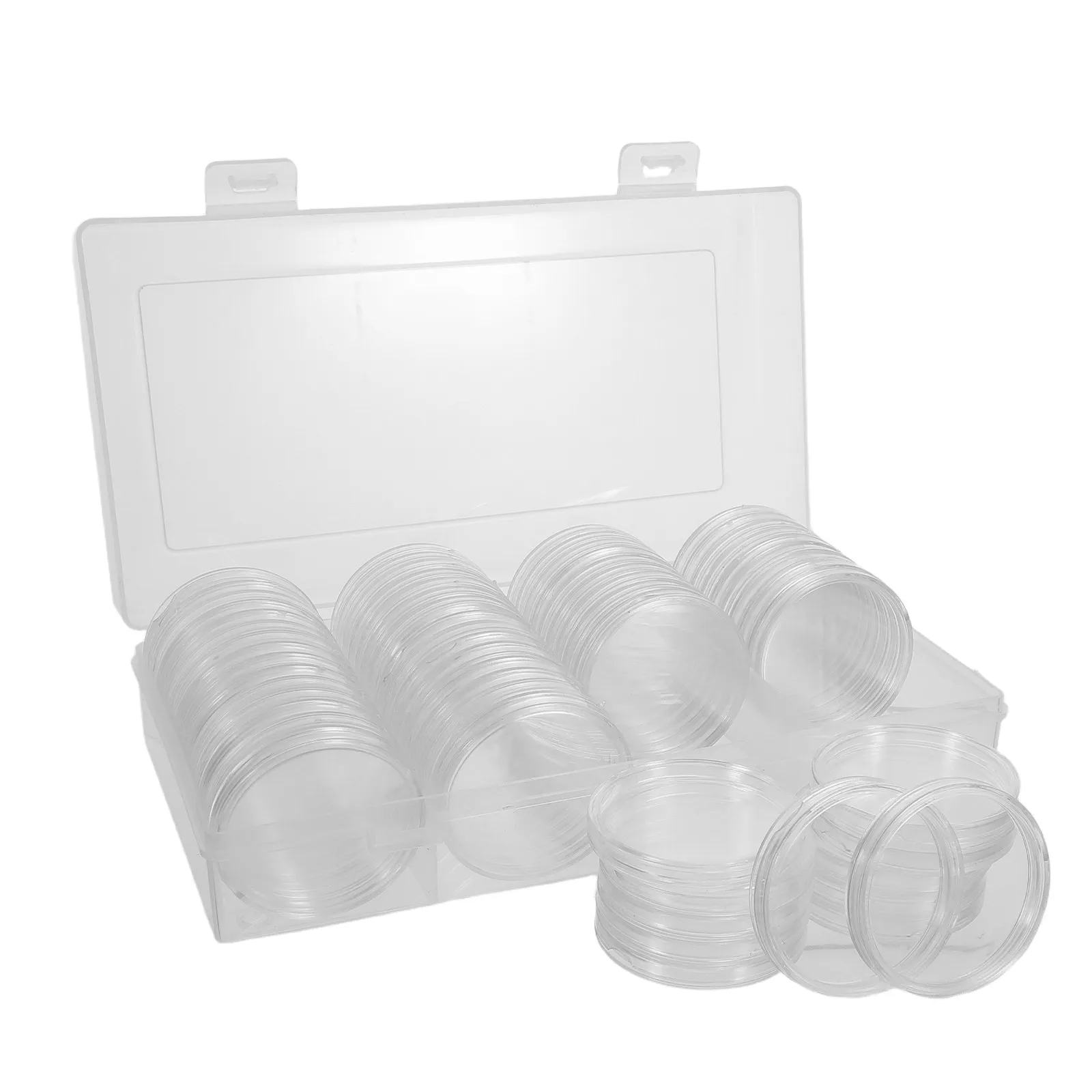 60Pcs Commemorative Coin Storage Boxes Transparent Portable Airtight Coin Display Case Holder Capsule Organizer for Collectors