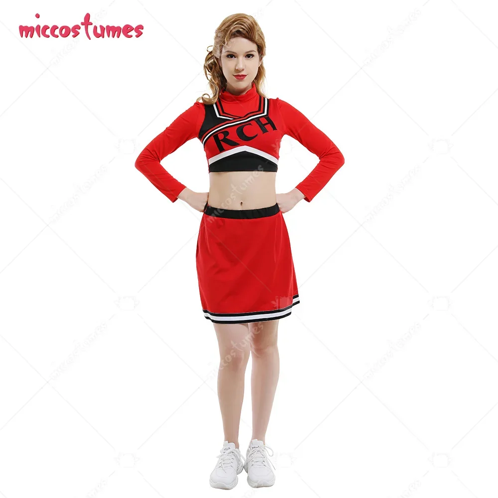 

Women RCH Athletic Sportswear Long Sleeved High Collar Cheerleader Uniform Cosplay Costume Outfits with Logo-Embroidered Vest