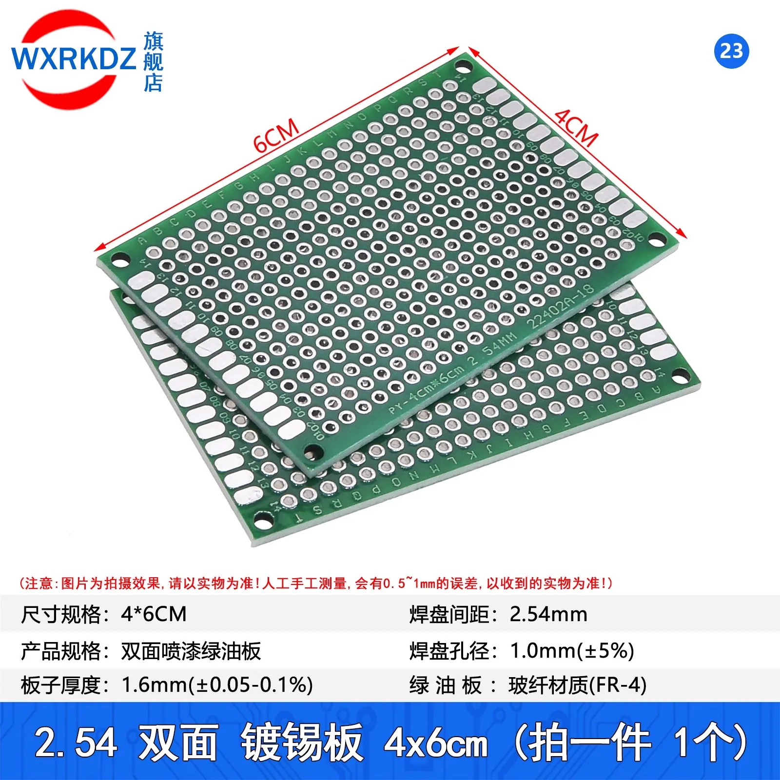 

10PCS 4x6 CM 2.54MM PITCH Double Side Prototype PCB 4*6cm Universal Printed Circuit Board Protoboard 40*60mm